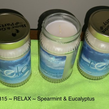 Jar candle - Lot of three (3) Relax - spearmint & Eucalyptus - 10 oz each Jar candle - Lot of three (3) Relax - spearmint & Eucalyptus - 10 oz each