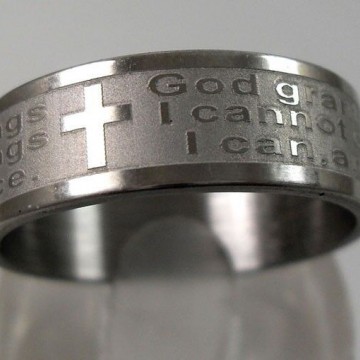 AA's Serenity Prayer Etched on Stainless Steel Ring band AA's Serenity Prayer Etched on Stainless Steel Ring band