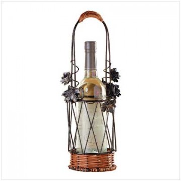 Metal, rattan wine bottle basket Metal, rattan wine bottle basket