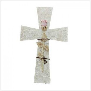 Alab rose on stone cross Alab rose on stone cross