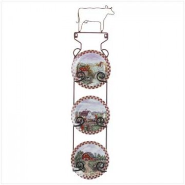 4 pc cow plates with display rack 4 pc cow plates with display rack