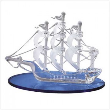 Spun glass sail boat, blue base