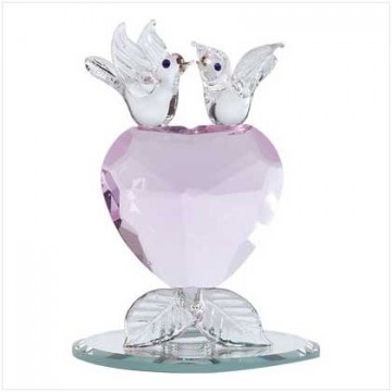 Glass lovebirds, crystal heart Glass lovebirds, crystal heart