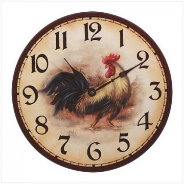 Wood rooster wall clock