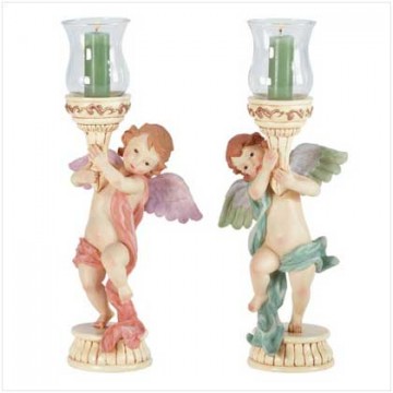 Cherubs glass votive holders Cherubs glass votive holders