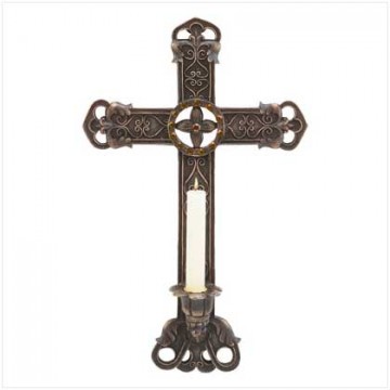 Faux amber jewel cross candle holder Faux amber jewel cross candle holder