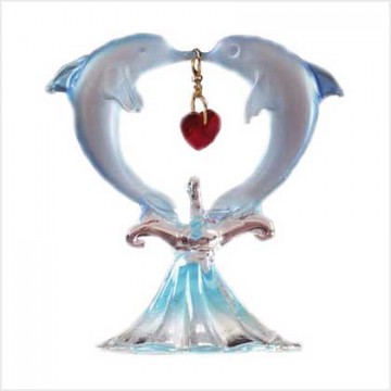 July blue glass dolphins July blue glass dolphins