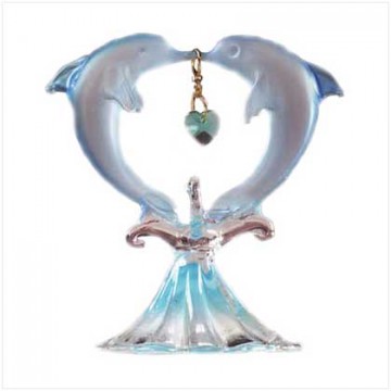 December blue glass dolphins December blue glass dolphins